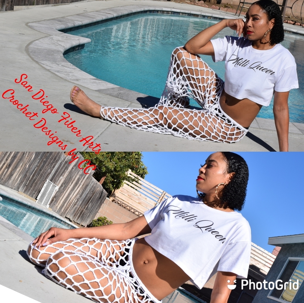 Crochet beach cover up pants